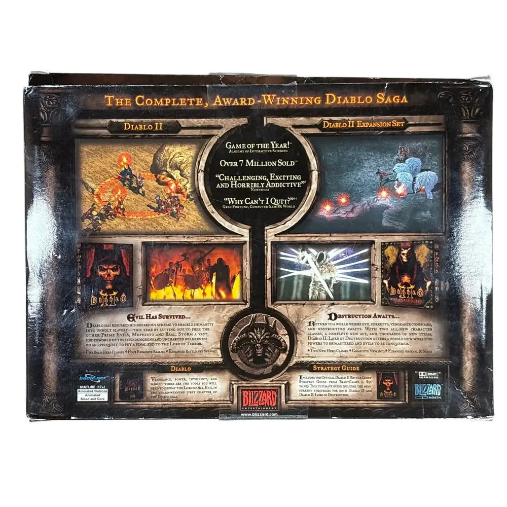 Blizzard Diablo Battle Chest PC install disc Box w/ Manual + Strategy Guide